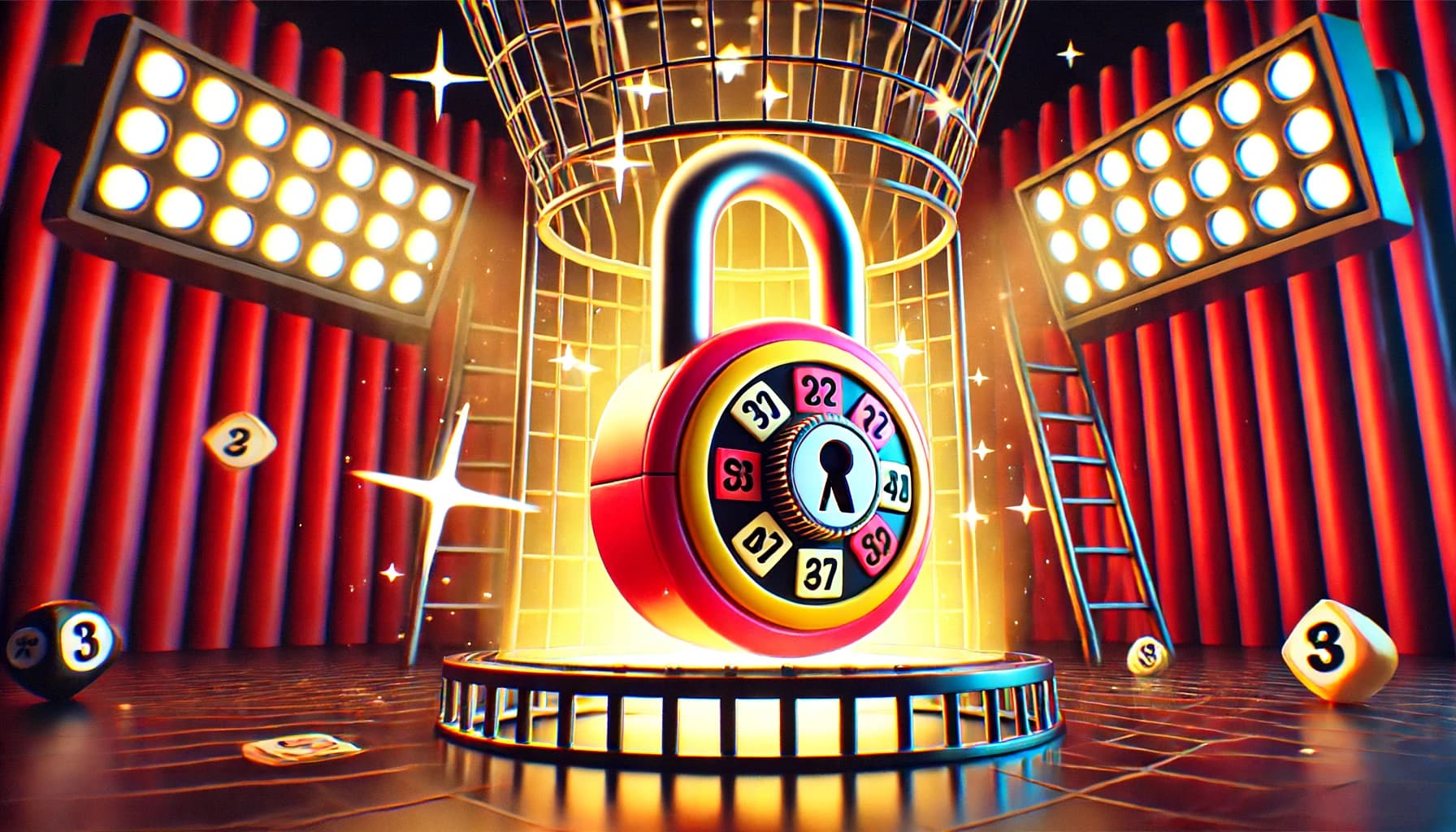 cartoon lock in lottery draw